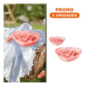 Pack2 Accesorio Rosado Claro en Forma de Corazon para Mantener Ganchos de Ropa