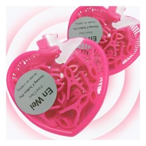 Cesto Rosado Corazon con 24 Ganchos para Ropa 17x17cm Lavanderia