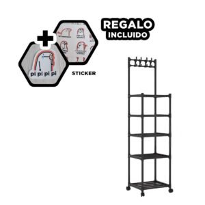 Organizador Versatil de 5 Niveles con Colgadores y Ruedas Negro Y+Regalo Sticker