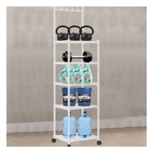 Mueble de Almacenamiento con 5 Niveles y Colgadores Moviles Blanco