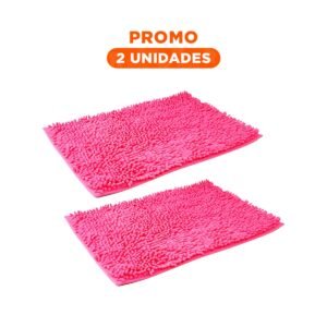 Pack2 Alfombrilla Rectangular Antideslizante Microfibra 40x60cm Fucsia