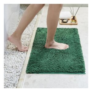 Tapete Rectangular de Microfibra 40x60cm Verde oscuro para Piso de Bano