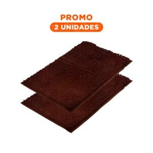 Pack2 Tapete Rectangular de Piso Microfibra 40x60cm Marron para Uso Diario