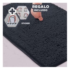Alfombrilla Rectangular de Microfibra 40x60cm Plomo oscuro para Uso Diario Y+Regalo Sticker