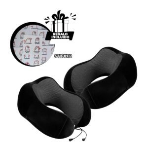 Almohada de Cuello Anatomica de Terciopelo para Pausas en Ruta Negro Y+Regalo Sticker
