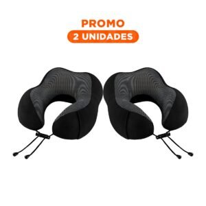 Pack2 Cojin de Cuello de Terciopelo con Memoria para Traslados Diarios Negro