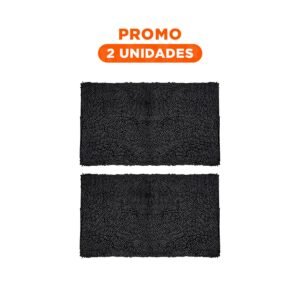 Pack2 Tapete Rectangular Suave de Microfibra 40x60cm Negro para Hogar