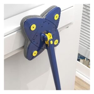 Trapeador triangular 360 con autoexprimidor 4 esquinas azul para limpieza del hogar