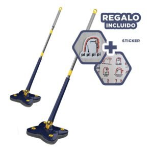 Fregona triangular 360 con autoexprimidor 4 esquinas azul para pisos y hogar Y+Regalo Sticker