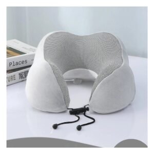 Almohada de Cuello para Viajar en Terciopelo con Espuma Viscoelastica Plomo Interior