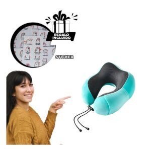 Almohada de Cuello Compacta para Equipaje de Mano Celeste Claro Y+Regalo Sticker