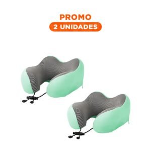 Pack2 Cojin Ergonomico Verde de Cuello para Viajar en Terciopelo con Espuma Interior
