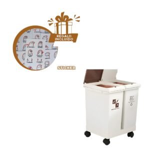 Recipiente de Basura Doble 40L para Separacion Domestica en Casa Y+Regalo Sticker
