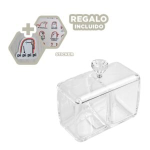 Cofre acrilico 2 divisiones con tapa transparente facil de usar en decoracion Y+Regalo Sticker