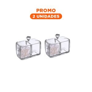 Pack2 Caja acrilica 2 divisiones con tapa transparente para guardar objetos del hogar