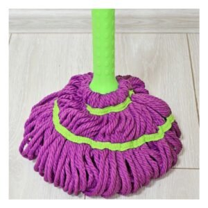 Trapedor Giratorio con Autoexprimidor para Limpieza del Hogar con Mango Verde