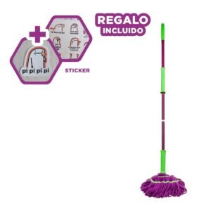 Mopa Giratoria con Autoexprimidor para Limpieza del Hogar con Mango Verde Y+Regalo Sticker