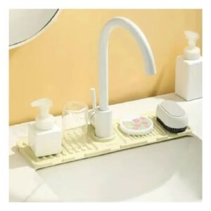 Tapete de Drenaje de Silicona con Rayas Beige para Lavadero