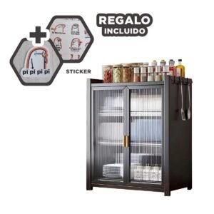 Escurridor de Cocina con Puertas 3 Niveles Soporte Utensilios de Color Negro Y+Regalo Sticker
