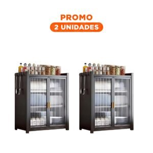 Pack2 Estructura de Cocina con Puertas y Bandejas Integradas de Color Negro