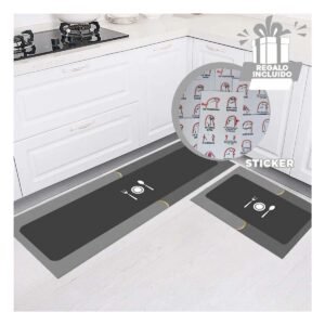 Mat Antideslizante de Piso para Cocina y Uso Diario en el Hogar Plomo Y+Regalo Sticker
