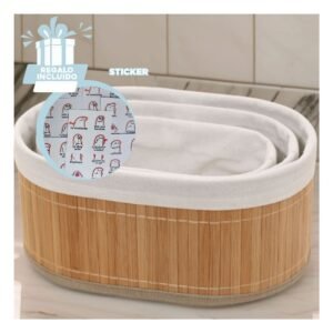 Recipientes Ovalados de Bambu y Tela para Organizar Ambientes de la Casa Y+Regalo Sticker