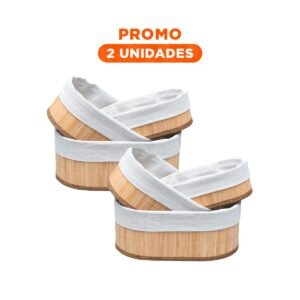 Pack2 Cestas Practicas de Bambu y Tela para Decoracion y Orden del Hogar