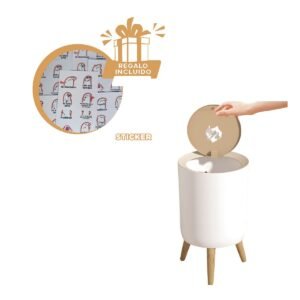 Papelera con Tapa Push y Patitas para Orden y Limpieza en el Hogar Y+Regalo Sticker