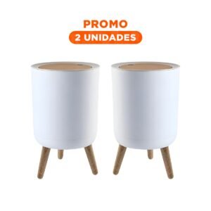 Pack2 Tacho Practico de Basura con Tapa Push y Patitas para Uso Diario