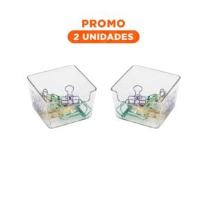 Pack2 Almacenador Acrilico Transparente Cuadrado para Escritorio y Hogar Practico