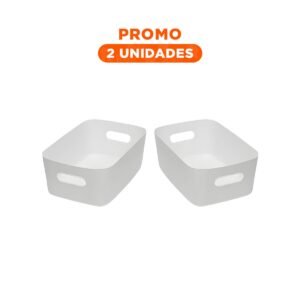Pack2 Bandeja de Almacenaje Blanca Multiuso con Asas para Casa