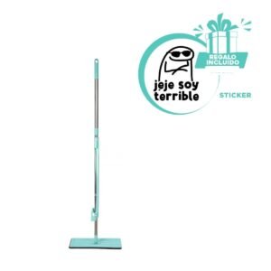 Trapeador Plano Rotatorio con Escurridor Practico para Pisos Verde Agua Y+Regalo Sticker