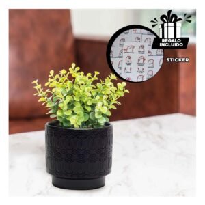 Jardinera Cilindro De Ceramica 13x13cm Negro Para Tulipanes Flores Hogar Y+Regalo Sticker