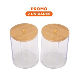 Pack2 Organizador con Madera 7x11 cm Transparente con mucha Capacidad Sala