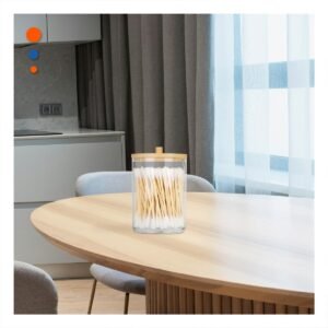 Dispensador Acrilico con Tapa de Madera 7x11cm Transparente para Hisopos