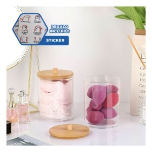 Dispensador Acrilico con Tapa de Madera 7x11cm Transparente Orden Diario Y+Regalo Sticker