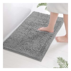 Tapete Rectangular de Microfibra 40x60cm Color Plomo Claro para Hogar Moderno