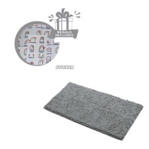 Tapete Rectangular de Microfibra Absorbente 40x60cm Plomo Claro Uso Diario Y+Regalo Sticker