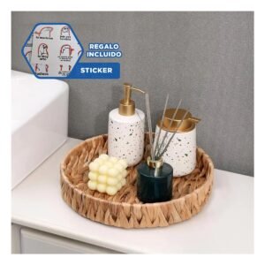 Bolsa tejida circular Grass 27x4cm para Decoracion y Hogar Moderno Mostaza Y+Regalo Sticker