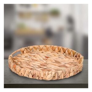Cesta redonda tejida con asas Grass 36x5cm mostaza para decoracion de hogar