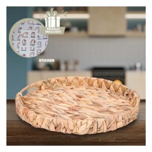 Canasto redondo con asas Grass 36x5cm mostaza para almacenamiento en casa Y+Regalo Sticker