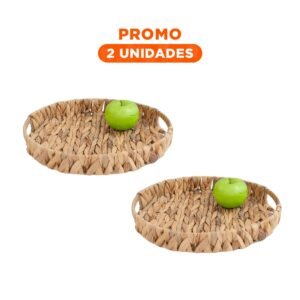Pack2 Canasto tejida circular con asas Grass 36x5cm mostaza para guardar ropa y accesorios