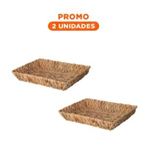 Pack2 Cesta tejida rectangular Grass 28x19x4cm Mostaza para ordenar ropa y accesorios