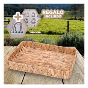 Contenedor Tejido Rectangular Grass 36x28x6cm Mostaza Para Decoracion Festiva Y+Regalo Sticker