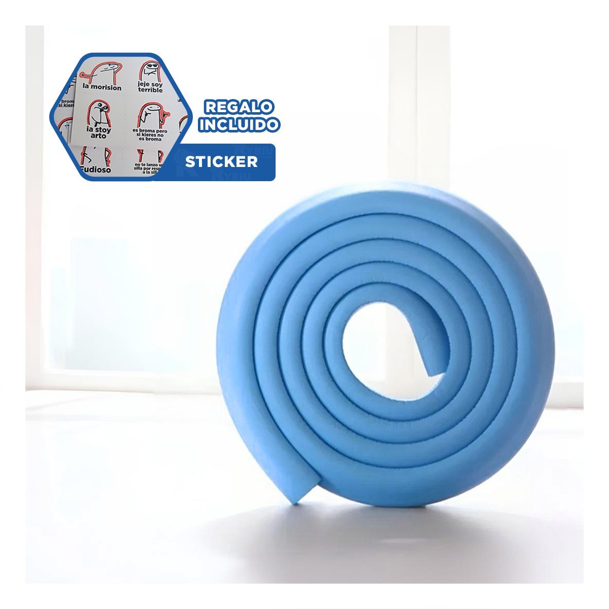 Protector Esquinero de Espuma Flexible para Bordes de Muebles y Mesas Azul Y+Regalo Sticker