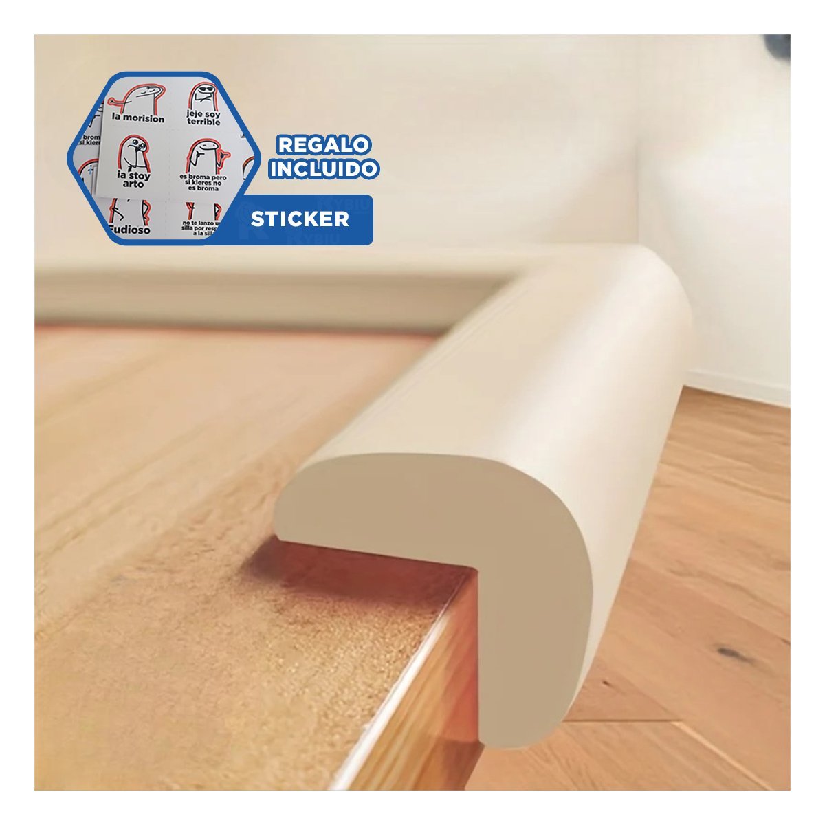 Protector Esquinero de Espuma Flexible para Bordes de Muebles y Mesas Crema Y+Regalo Sticker