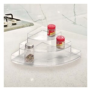 Organizador Esquinero de Acrilico Transparente 3 Niveles para Mesa y Cocina