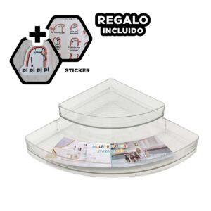 Contenedor de Acrilico Esquinero Transparente para Dormitorio y Escritorio Y+Regalo Sticker