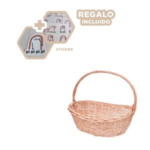 Canasta Ovalada para Organizacion en Mimbre de Dimensiones 28x20x25cm Y+Regalo Sticker