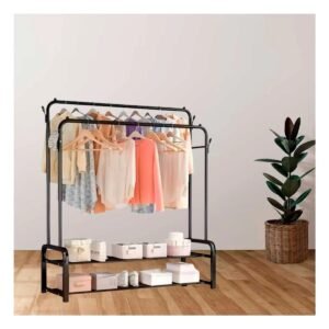Estante Perchero Colgador Doble negro con 2 Niveles para Casa